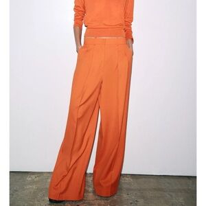 Zara Bold Orange Wide-Leg Pants